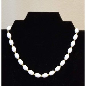 **NOS Vintage Monet White Beads On Gold Chain Necklace**